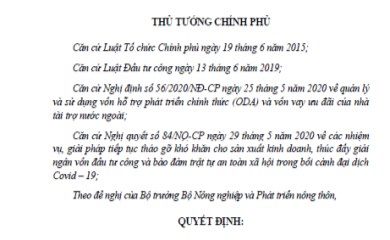 Quyết định về việc gia hạn thời gian thực hiện và điều chỉnh cơ cấu vốn đối ứng Dự án "Cải thiện nông nghiệp có tưới" vay vốn Ngân hàng thế giới - Dự án WB7