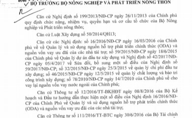 Quyết định phê duyệt Báo cáo nghiên cứu khả thi Dự án "Nâng cao hiệu quả sử dụng nước cho các tỉnh chịu ảnh hưởng bởi hạn hán" (WEIDA/ADB8) do ADB tài trợ."