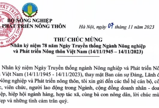 THƯ CHÚC MỪNG